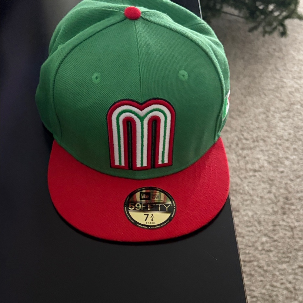 Green and Red Cap with M Logo